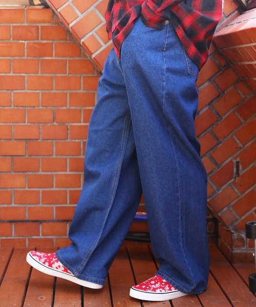 8(eight)(エイト)の「極太ワイドデニムストレートパンツ(デニムパンツ・メンズ・ブラック/ネイビー/サックスブルー/ブルー・MEDIUM/LARGE)」の4枚目の写真