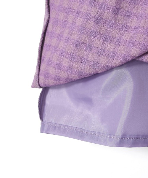 w closet（ダブルクローゼット）の「織りチェックBIGセーラー衿ワンピース（ワンピース・レディース・パープル/ミント・FREE）」の3枚目の写真