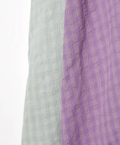 w closet（ダブルクローゼット）の「織りチェックBIGセーラー衿ワンピース（ワンピース・レディース・パープル/ミント・FREE）」の4枚目の写真