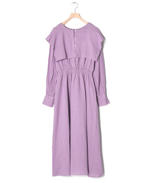 w closet（ダブルクローゼット）の「織りチェックBIGセーラー衿ワンピース（ワンピース・レディース・パープル/ミント・FREE）」の17枚目の写真