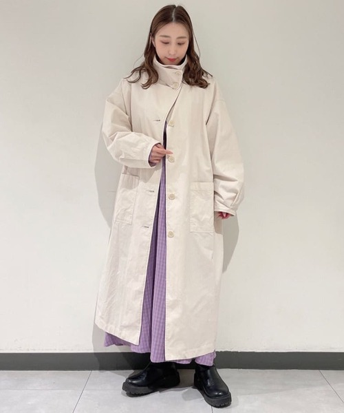 w closet（ダブルクローゼット）の「織りチェックBIGセーラー衿ワンピース（ワンピース・レディース・パープル/ミント・FREE）」の20枚目の写真