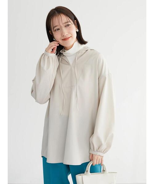 Green　Parks（グリーンパークス）の「ビエラフード付チュニック＊＊（シャツ/ブラウス・レディース・ブルー/ライトベージュ・FREE）」の12枚目の写真