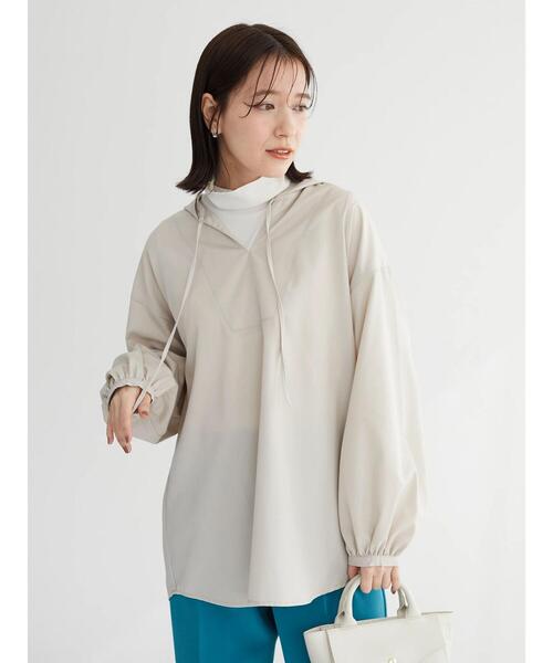 Green　Parks（グリーンパークス）の「ビエラフード付チュニック＊＊（シャツ/ブラウス・レディース・ブルー/ライトベージュ・FREE）」の6枚目の写真