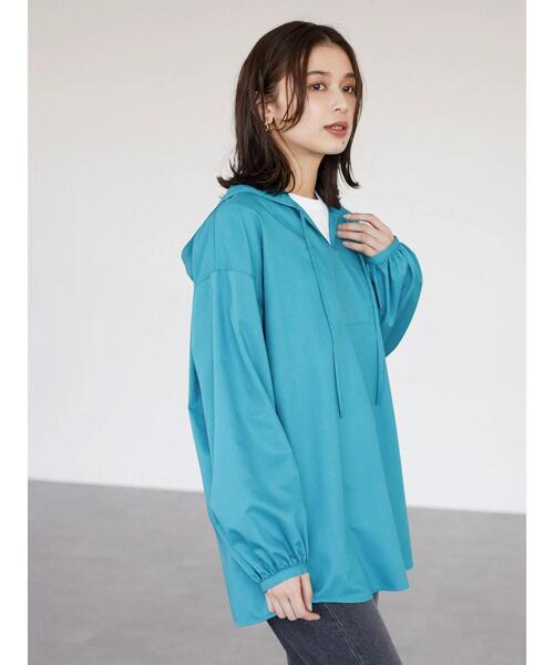 Green　Parks（グリーンパークス）の「ビエラフード付チュニック＊＊（シャツ/ブラウス・レディース・ブルー/ライトベージュ・FREE）」の13枚目の写真