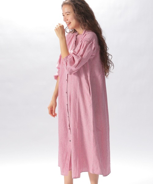 niko and...（ニコアンド）の「リネンリヨセルストライプワンピース（ワンピース・レディース・ピンク/イエロー/ブルー・MEDIUM/LARGE）」の3枚目の写真