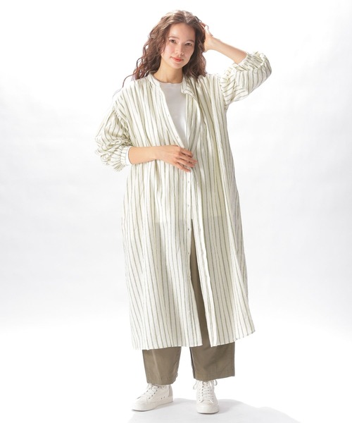 niko and...（ニコアンド）の「リネンリヨセルストライプワンピース（ワンピース・レディース・ピンク/イエロー/ブルー・MEDIUM/LARGE）」の4枚目の写真