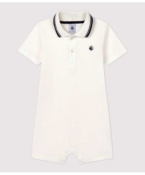 PETIT BATEAU（プチバトー）の「ポロ衿ショートロンパース（ロンパース・キッズ・オフホワイト・6MONTH/18MONTH/12MONTH/24MONTH）」の8枚目の写真