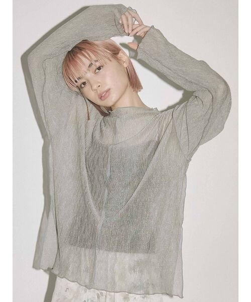 merry jenny（メリージェニー）の「2トーンエアリーメロウチュニック（Tシャツ/カットソー・レディース・ライトグレー/ベージュ/オフホワイト・FREE）」の2枚目の写真