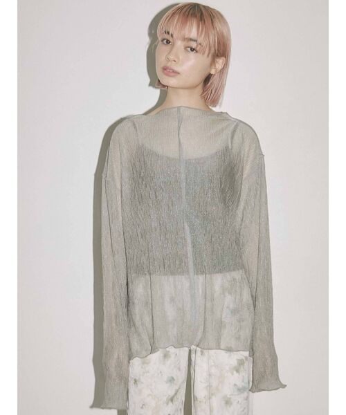 merry jenny（メリージェニー）の「2トーンエアリーメロウチュニック（Tシャツ/カットソー・レディース・ライトグレー/ベージュ/オフホワイト・FREE）」の4枚目の写真