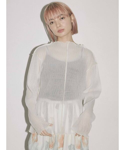 merry jenny（メリージェニー）の「2トーンエアリーメロウチュニック（Tシャツ/カットソー・レディース・ライトグレー/ベージュ/オフホワイト・FREE）」の18枚目の写真