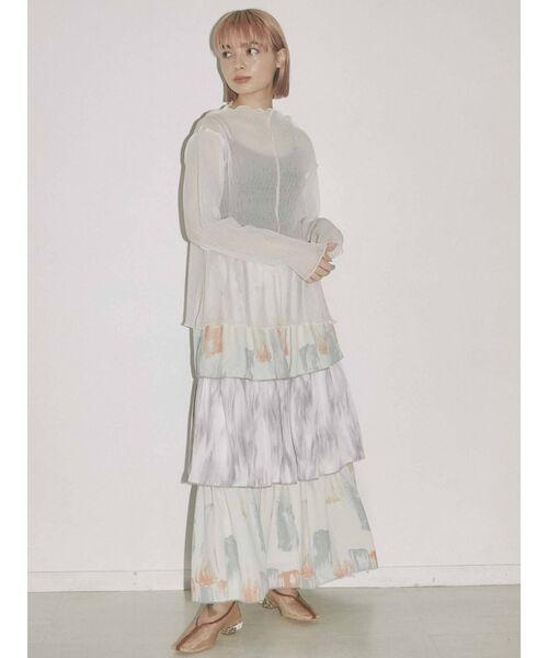 merry jenny（メリージェニー）の「2トーンエアリーメロウチュニック（Tシャツ/カットソー・レディース・ライトグレー/ベージュ/オフホワイト・FREE）」の5枚目の写真