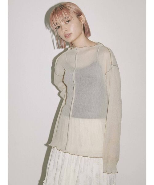 merry jenny（メリージェニー）の「2トーンエアリーメロウチュニック（Tシャツ/カットソー・レディース・ライトグレー/ベージュ/オフホワイト・FREE）」の19枚目の写真