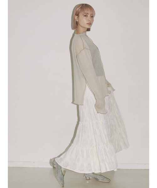 merry jenny（メリージェニー）の「2トーンエアリーメロウチュニック（Tシャツ/カットソー・レディース・ライトグレー/ベージュ/オフホワイト・FREE）」の6枚目の写真