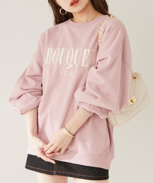 Chico（チコ）の「ロゴ刺繍ルーズスウェット（スウェット・レディース・ブラック/アイボリー/ピンク/グレー・FREE）」の4枚目の写真