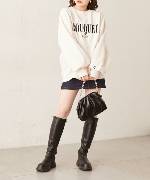 Chico（チコ）の「ロゴ刺繍ルーズスウェット（スウェット・レディース・ブラック/アイボリー/ピンク/グレー・FREE）」の5枚目の写真