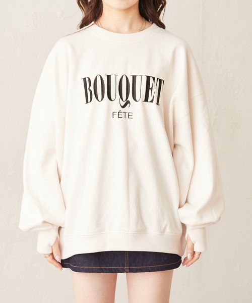 Chico（チコ）の「ロゴ刺繍ルーズスウェット（スウェット・レディース・ブラック/アイボリー/ピンク/グレー・FREE）」の9枚目の写真