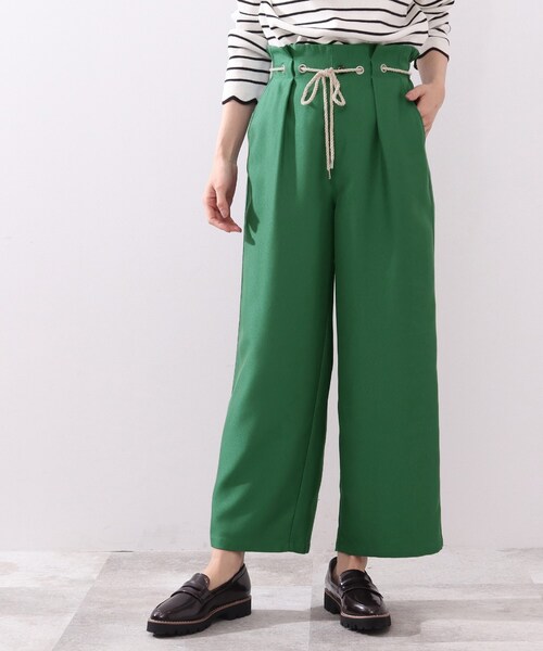 DRESKIP(ドレスキップ)の「◆紐ベルト付きタックストレ-トパンツ(その他パンツ・レディース・ライトグリーン/ライトブルー/ネイビー・02/03/04)」の1枚目の写真