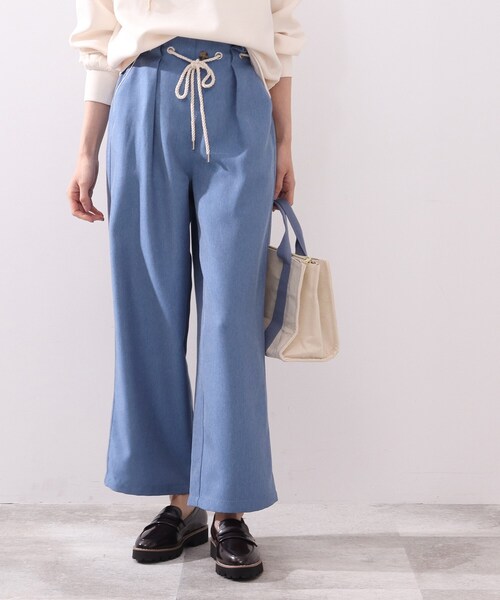 DRESKIP(ドレスキップ)の「◆紐ベルト付きタックストレ-トパンツ(その他パンツ・レディース・ライトグリーン/ライトブルー/ネイビー・02/03/04)」の6枚目の写真