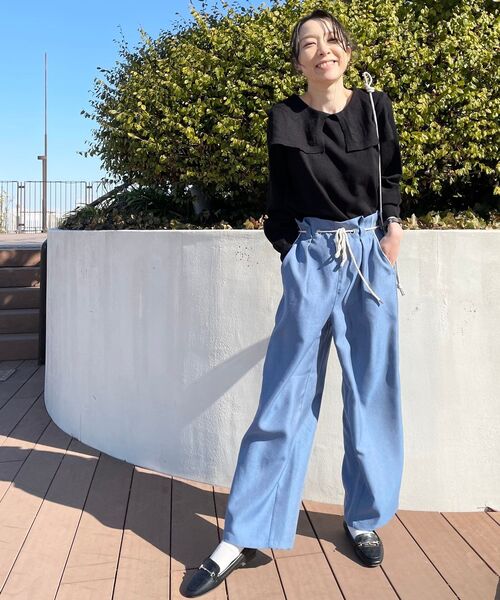 DRESKIP(ドレスキップ)の「◆紐ベルト付きタックストレ-トパンツ(その他パンツ・レディース・ライトグリーン/ライトブルー/ネイビー・02/03/04)」の12枚目の写真