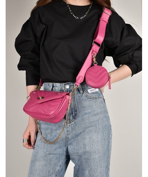 MONICA（モニカ）の「キルティングマルチショルダー（ショルダーバッグ・レディース・ホワイト/ピンク/グリーン/グレイッシュベージュ/ブラック/ブルー・FREE）」の6枚目の写真