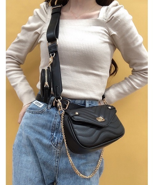 MONICA（モニカ）の「キルティングマルチショルダー（ショルダーバッグ・レディース・ホワイト/ピンク/グリーン/グレイッシュベージュ/ブラック/ブルー・FREE）」の3枚目の写真