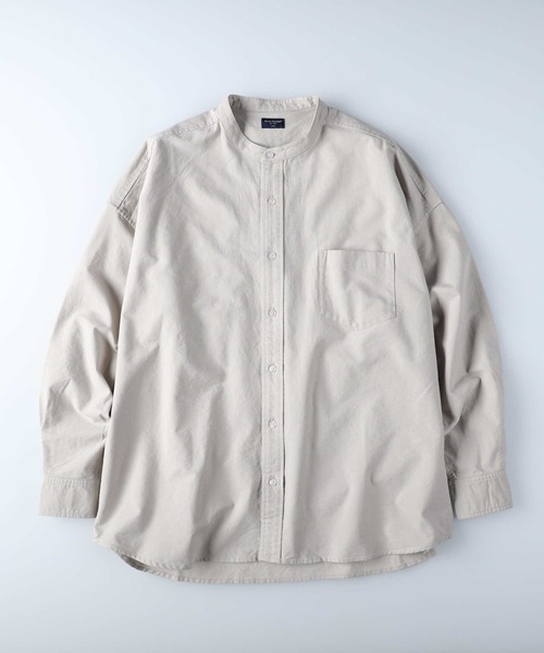 BACK NUMBER（バックナンバー）の「【BACK NUMBER】ビッグシルエットスタンドカラーシャツ（シャツ/ブラウス・メンズ・ケリーグリーン/ベージュ/ケリー/ホワイト・S/M/L）」の3枚目の写真