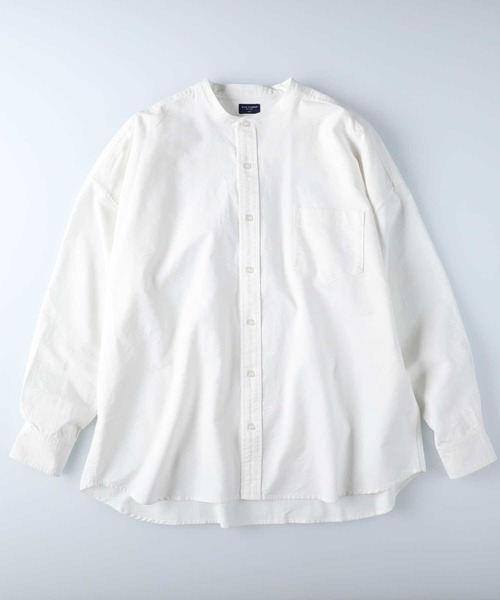 BACK NUMBER（バックナンバー）の「【BACK NUMBER】ビッグシルエットスタンドカラーシャツ（シャツ/ブラウス・メンズ・ケリーグリーン/ベージュ/ケリー/ホワイト・S/M/L）」の8枚目の写真