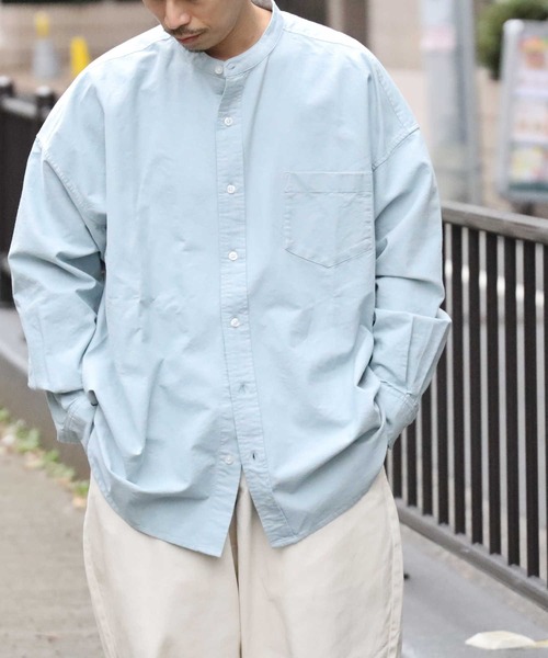 BACK NUMBER（バックナンバー）の「【BACK NUMBER】ビッグシルエットスタンドカラーシャツ（シャツ/ブラウス・メンズ・ケリーグリーン/ベージュ/ケリー/ホワイト・S/M/L）」の7枚目の写真