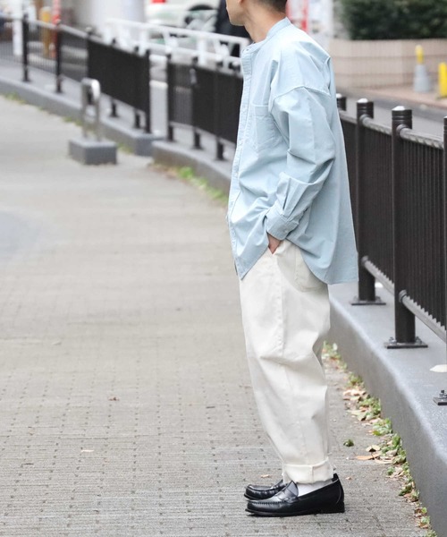 BACK NUMBER（バックナンバー）の「【BACK NUMBER】ビッグシルエットスタンドカラーシャツ（シャツ/ブラウス・メンズ・ケリーグリーン/ベージュ/ケリー/ホワイト・S/M/L）」の5枚目の写真