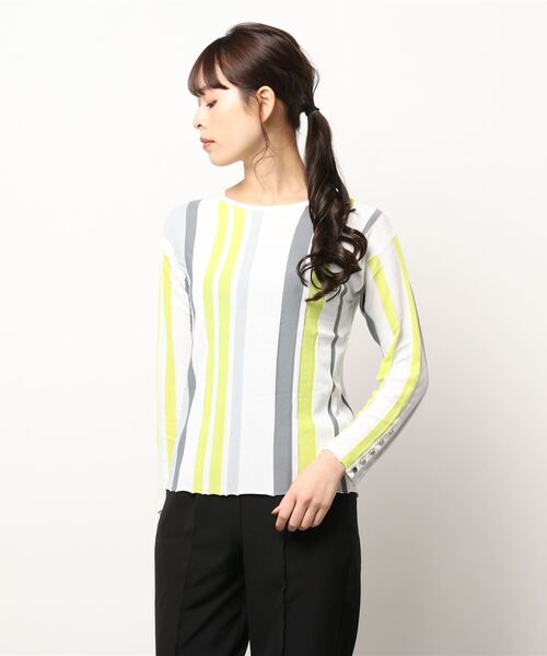 Q（キュー）の「リンクスストライプニット（ニット/セーター・レディース・ホワイト系その他/ブルー系その他・MEDIUM）」の5枚目の写真