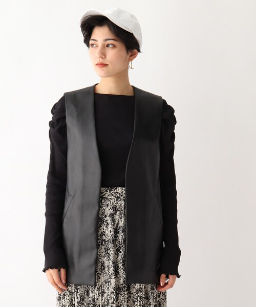 OPAQUE.CLIP ノーカラージャケット ブラック・ホワイト OPAQUE.CLIP ジャケット ノーカラージャケット 「通勤