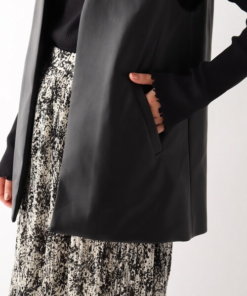 OPAQUE.CLIP ノーカラージャケット ブラック・ホワイト OPAQUE.CLIP ジャケット ノーカラージャケット 撥水ノーカラー