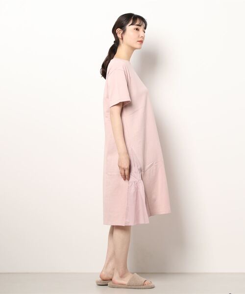 KID BLUE(キッドブルー)の「キッドブルー -コットンミニ裏毛 -半袖ナイティ -KNSL335 -kidblue(ルームウェア/パジャマ・レディース・ネイビー/ピンク・M)」の3枚目の写真