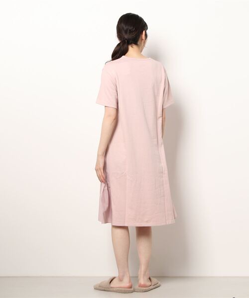 KID BLUE(キッドブルー)の「キッドブルー -コットンミニ裏毛 -半袖ナイティ -KNSL335 -kidblue(ルームウェア/パジャマ・レディース・ネイビー/ピンク・M)」の4枚目の写真