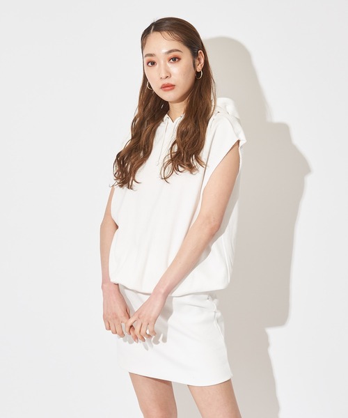 SPIRALGIRL（スパイラルガール）の「ビッグドルマンフレンチスリーブパーカーワンピース（ワンピース・レディース・オフホワイト/グレー/ブラック・FREE）」の12枚目の写真