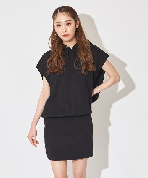 SPIRALGIRL（スパイラルガール）の「ビッグドルマンフレンチスリーブパーカーワンピース（ワンピース・レディース・オフホワイト/グレー/ブラック・FREE）」の13枚目の写真