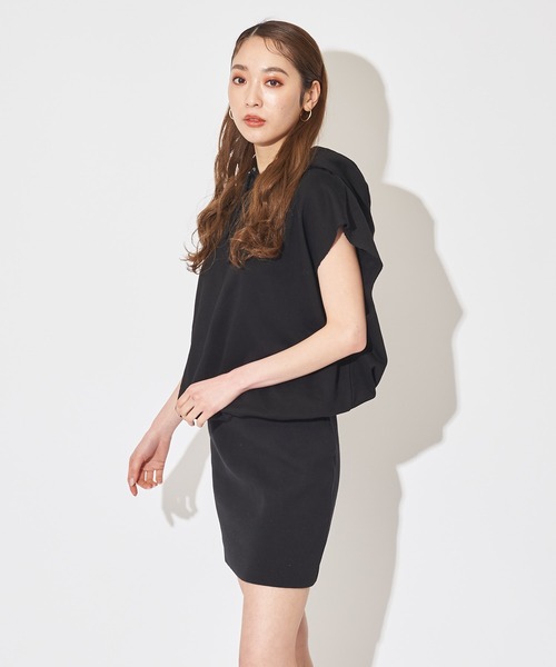 SPIRALGIRL（スパイラルガール）の「ビッグドルマンフレンチスリーブパーカーワンピース（ワンピース・レディース・オフホワイト/グレー/ブラック・FREE）」の14枚目の写真