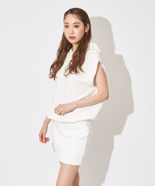 SPIRALGIRL（スパイラルガール）の「ビッグドルマンフレンチスリーブパーカーワンピース（ワンピース・レディース・オフホワイト/グレー/ブラック・FREE）」の15枚目の写真