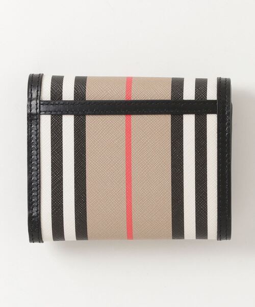 BURBERRY（バーバリー）の「BURBERRY コンパクトウォレット バーバリー アイコンストライプEキャンバス 三つ折り財布（財布・レディース・ベージュ・FREE）」の2枚目の写真