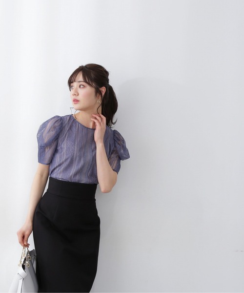 PROPORTION BODY DRESSING(プロポーションボディドレッシング)の「パフスリーブレースブラウス / 1212110408(シャツ/ブラウス・レディース・ブルー/グレー/ブラック・MEDIUM/SMALL)」の16枚目の写真