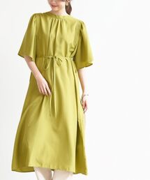 ウイングスリーブ前あきシャツワンピース