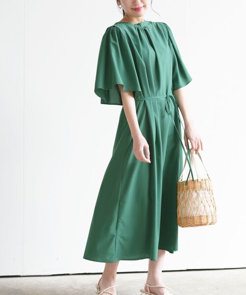 rps（アールピーエス）の「ウイングスリーブ前あきシャツワンピース（ワンピース・レディース・チャコールグレー/ブルー/グリーン/グリーン系その他・M）」の3枚目の写真