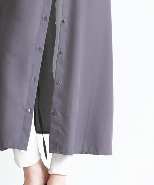 rps（アールピーエス）の「ウイングスリーブ前あきシャツワンピース（ワンピース・レディース・チャコールグレー/ブルー/グリーン/グリーン系その他・M）」の11枚目の写真