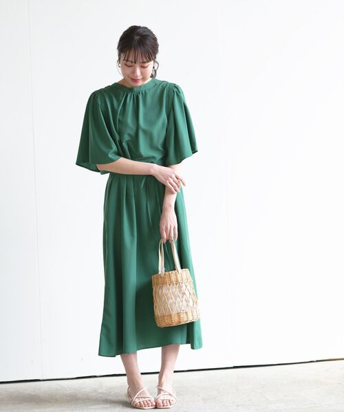 rps（アールピーエス）の「ウイングスリーブ前あきシャツワンピース（ワンピース・レディース・チャコールグレー/ブルー/グリーン/グリーン系その他・M）」の12枚目の写真
