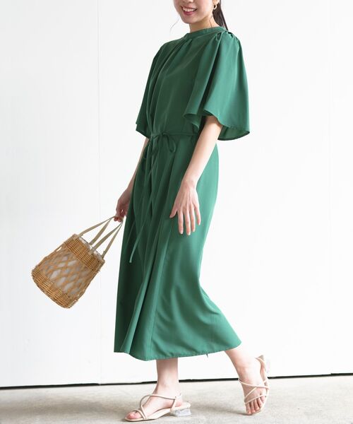 rps（アールピーエス）の「ウイングスリーブ前あきシャツワンピース（ワンピース・レディース・チャコールグレー/ブルー/グリーン/グリーン系その他・M）」の13枚目の写真