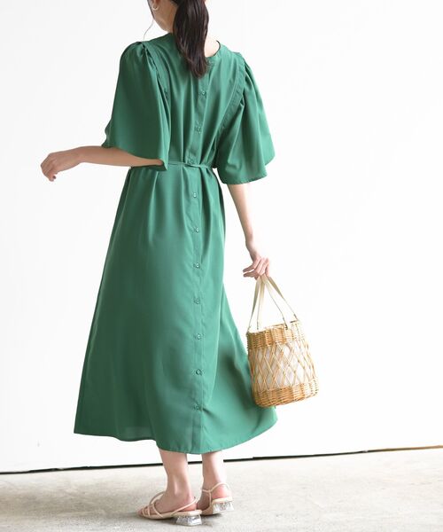 rps（アールピーエス）の「ウイングスリーブ前あきシャツワンピース（ワンピース・レディース・チャコールグレー/ブルー/グリーン/グリーン系その他・M）」の14枚目の写真