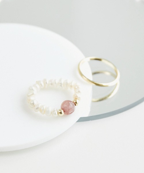 ROPE' PICNIC（ロペピクニック）の「天然石×淡水パールリング（リング・レディース・ピンク系その他2/グレー・FREE）」の2枚目の写真