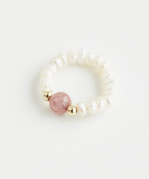 ROPE' PICNIC（ロペピクニック）の「天然石×淡水パールリング（リング・レディース・ピンク系その他2/グレー・FREE）」の4枚目の写真