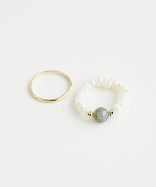 ROPE' PICNIC（ロペピクニック）の「天然石×淡水パールリング（リング・レディース・ピンク系その他2/グレー・FREE）」の6枚目の写真