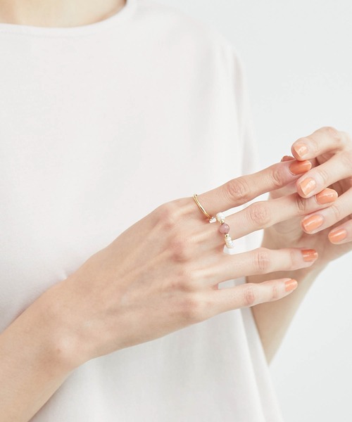 ROPE' PICNIC（ロペピクニック）の「天然石×淡水パールリング（リング・レディース・ピンク系その他2/グレー・FREE）」の8枚目の写真